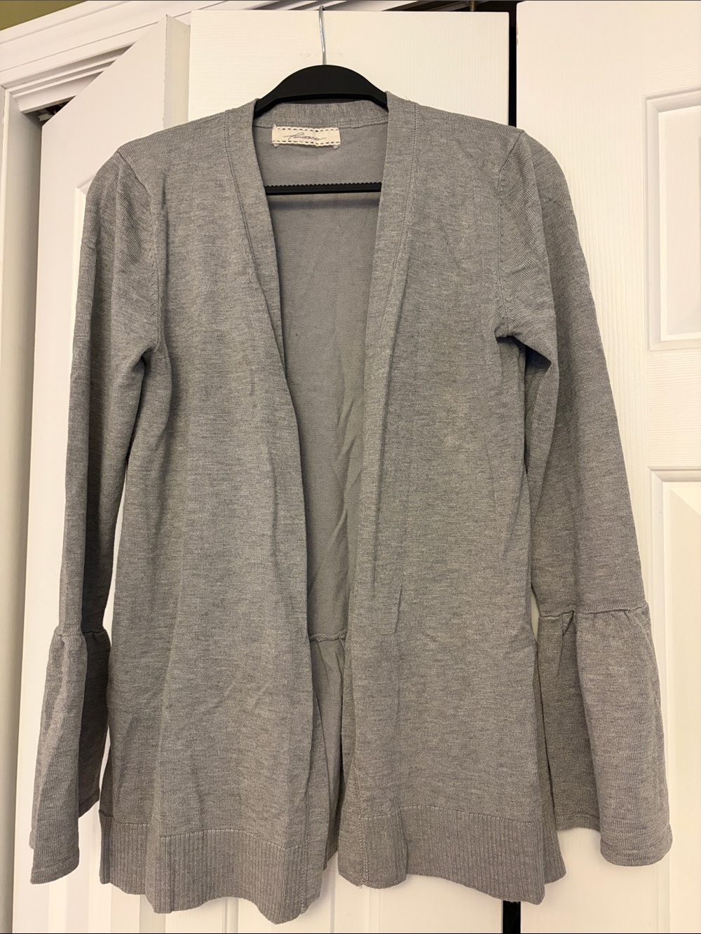 Gray Open-Front Women's Cardigan Sweater